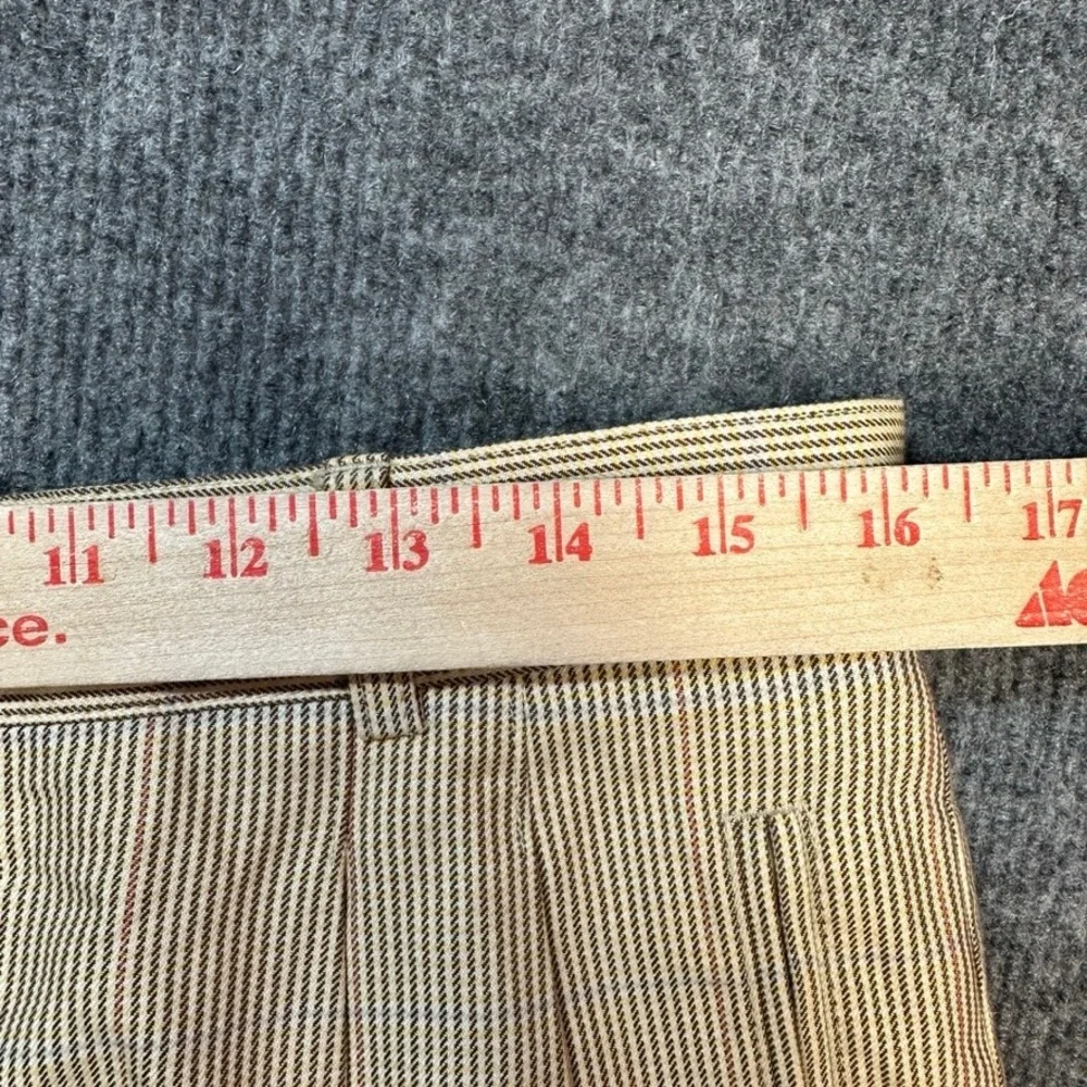 Hugo Boss Golf Player Mens Tan Micro Check Plaid Cotton Pleated Trousers 33x31